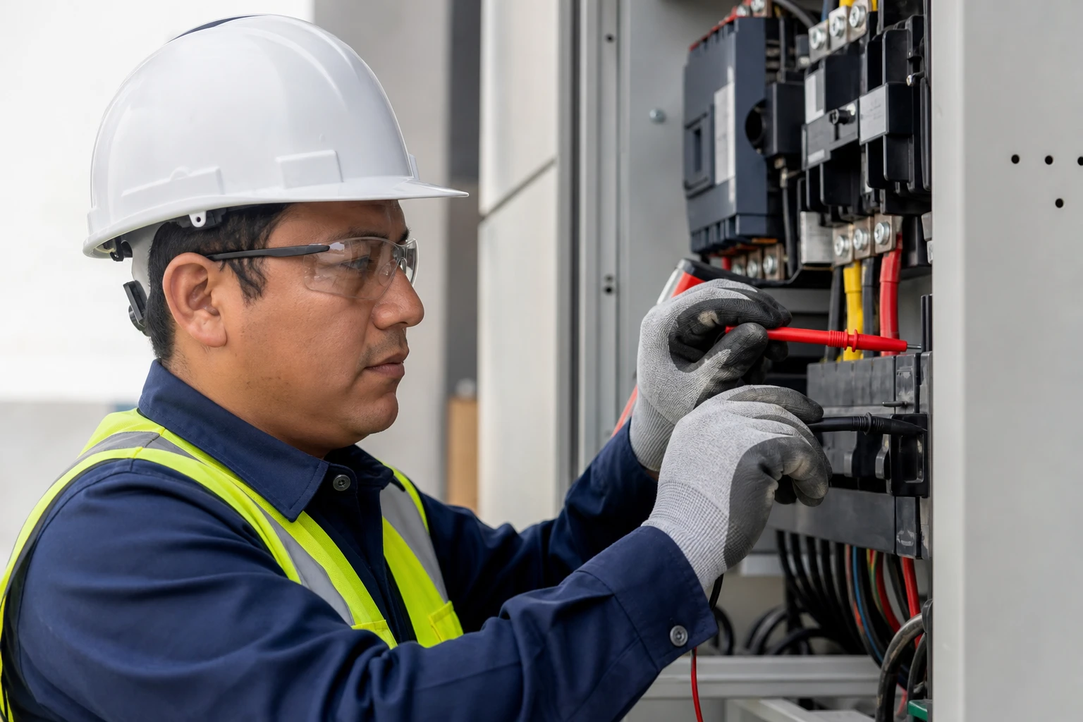 Técnico revisando tablero eléctrico